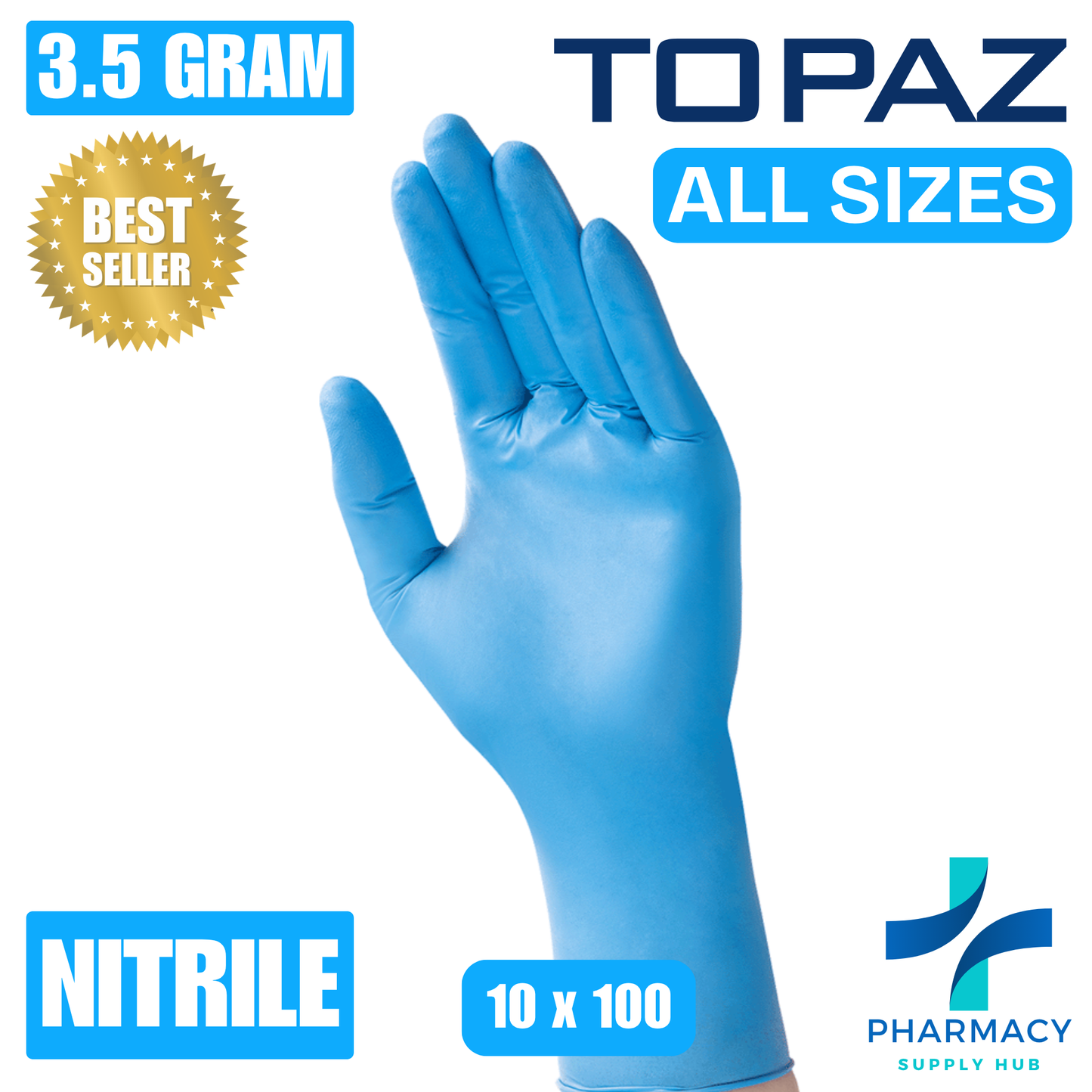 Topaz Blue Nitrile Gloves – Powder Free Medical Grade (1000 Gloves)