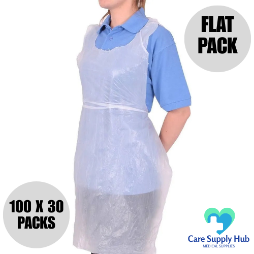 White Flat Pack Disposable Aprons – 3000 Aprons per Case