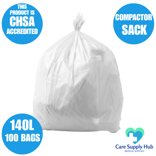 140 Litre Clear Compactor Sacks – Extra Heavy Duty Waste Bags