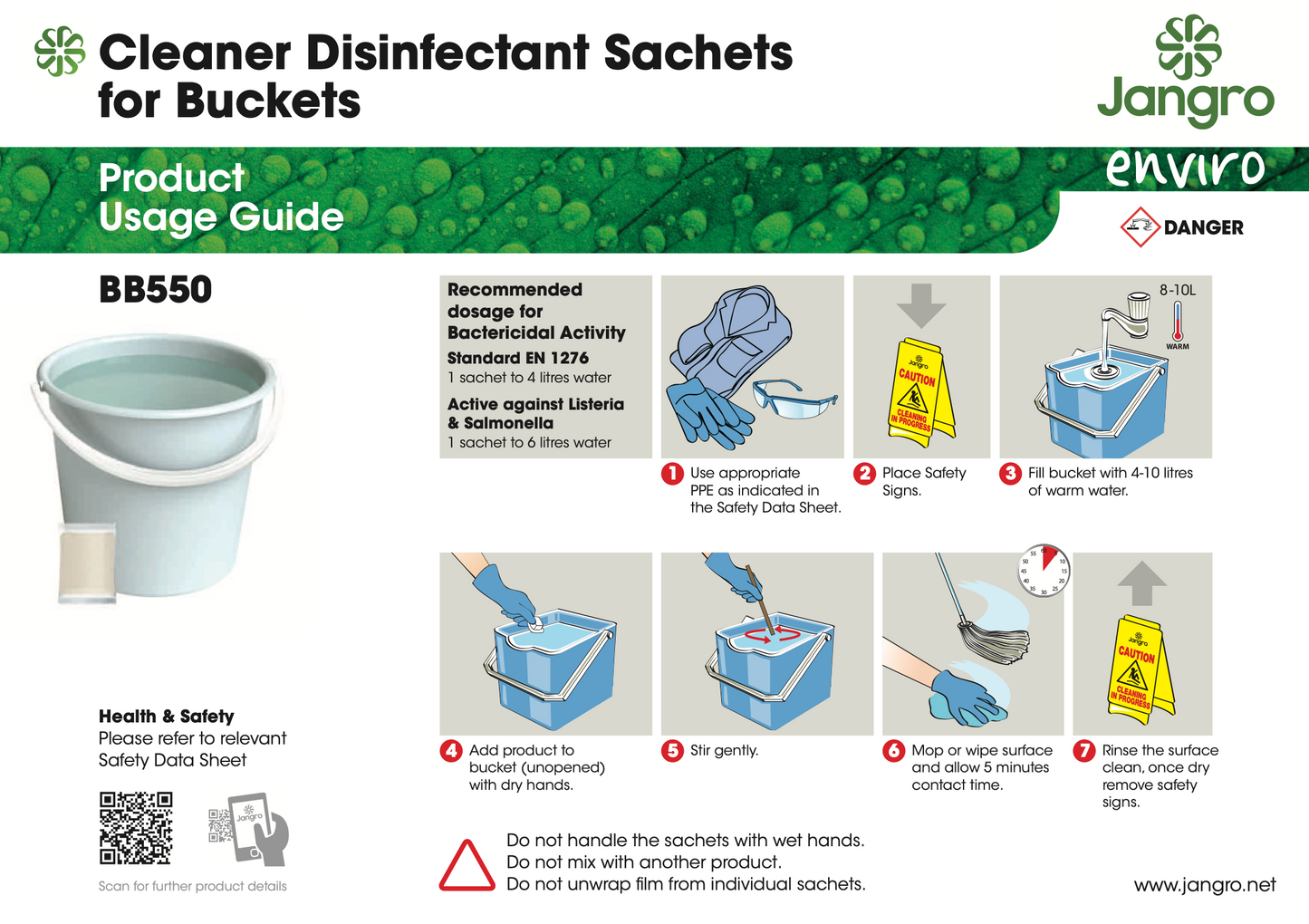 Cleaner Disinfectant Sachets Bucket Fill x 100