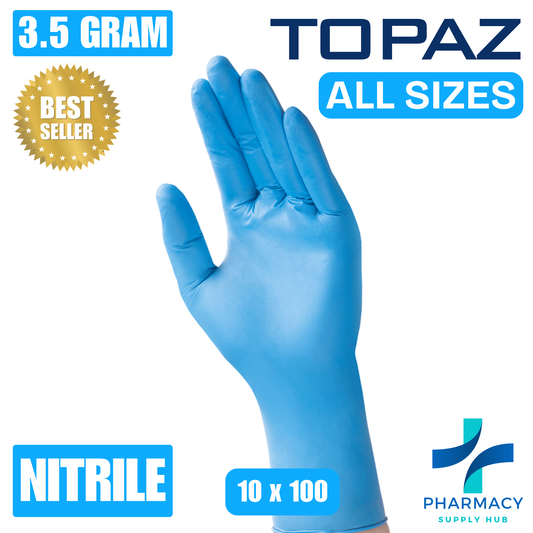 Topaz Blue Nitrile Gloves – Powder Free Medical Grade (1000 Gloves)